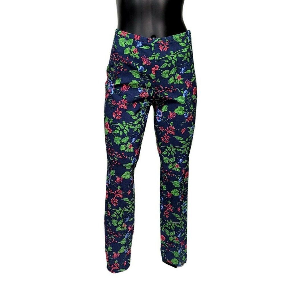 J. McLaughlin 4 Margot‎ Pants Amelia Floral Slim Ankle Cigarette Cropped Pants